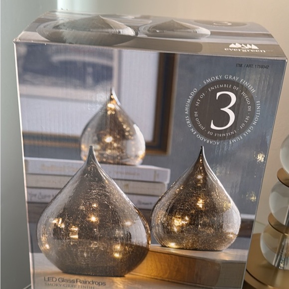 Led Crackle Glass Raindrops Lights. Smoked Gray Finish. - Picture 3 of 7